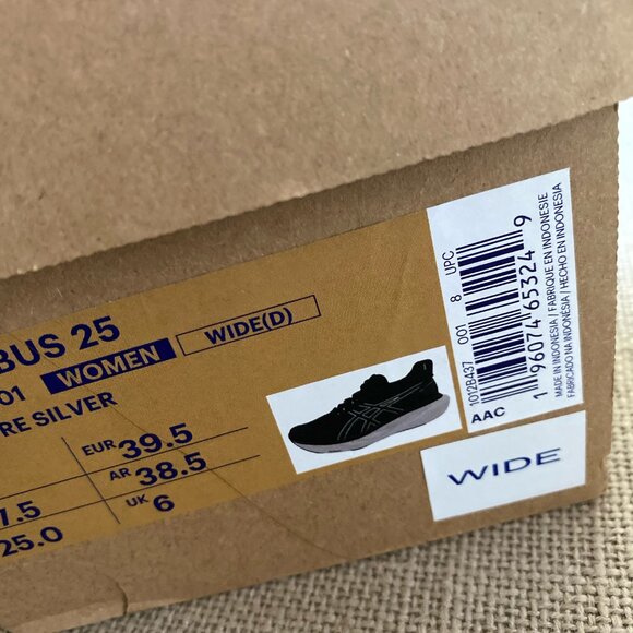 ASICS Gel Nimbus 25 Women’s 8 Wide Running Shoes Pure Black/Silver - Picture 4 of 6